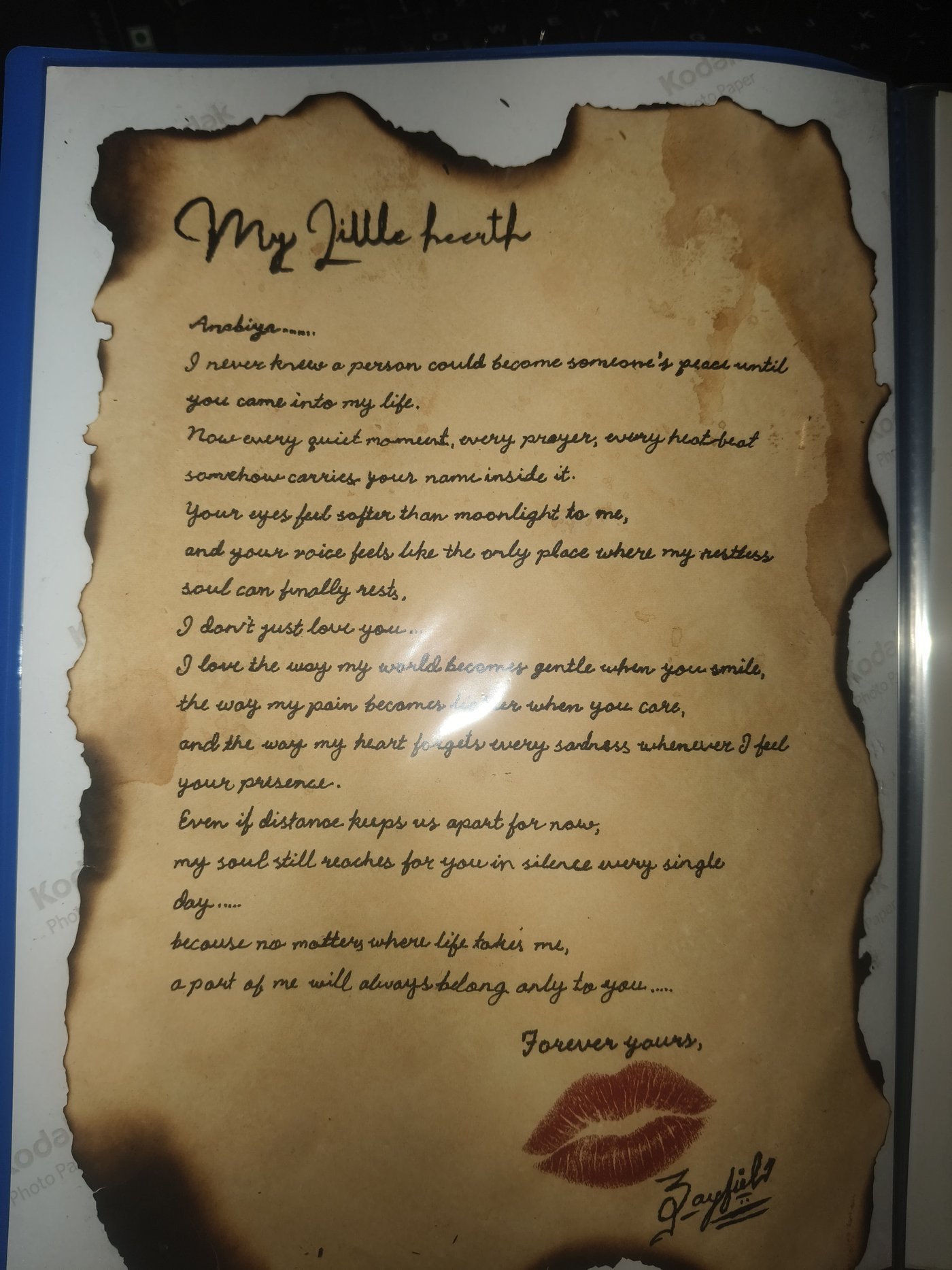The original handwritten letter. Its complete words are also available as text in this experience.